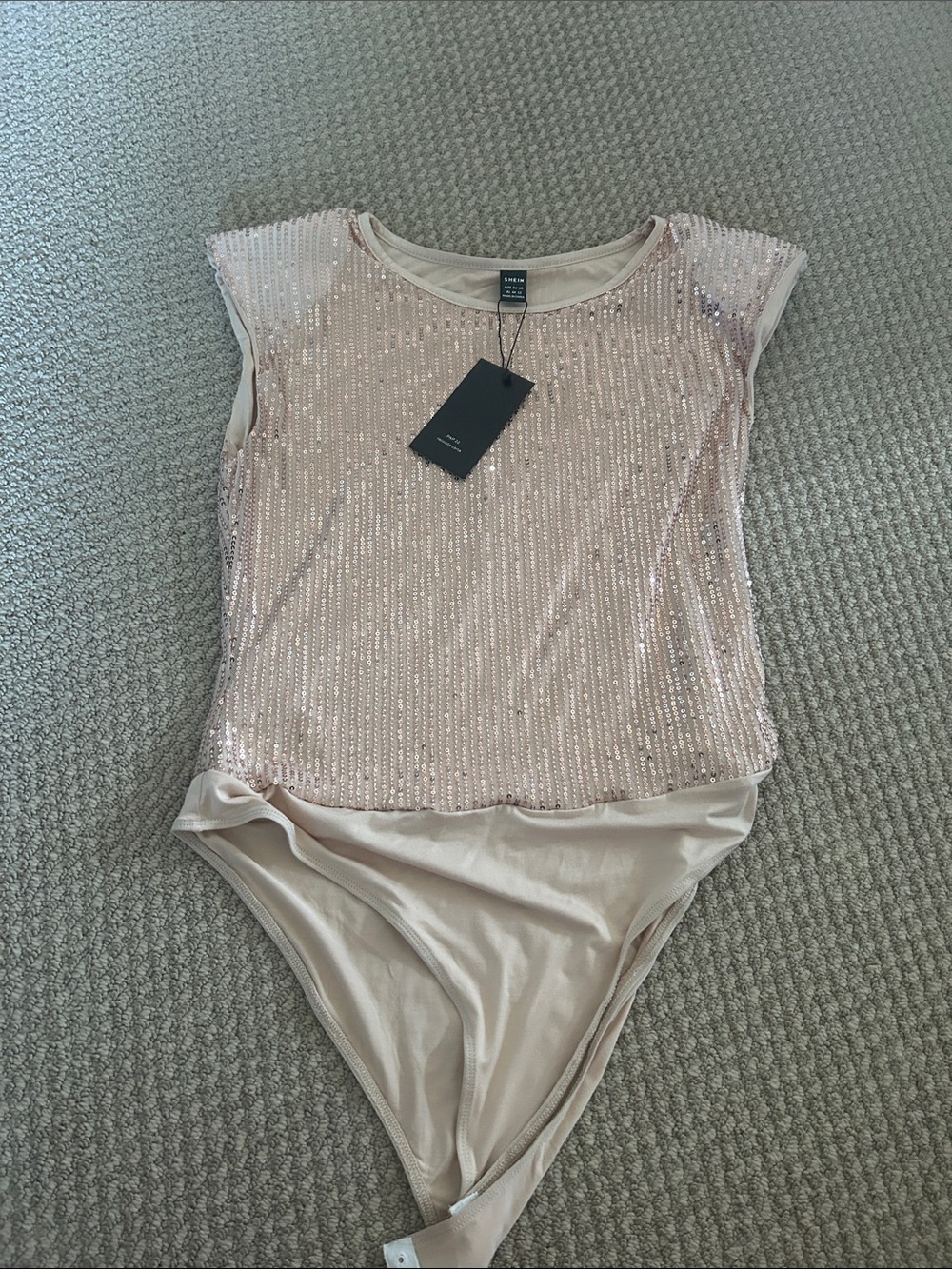 SHEIN Blush Sequin Crewneck Top